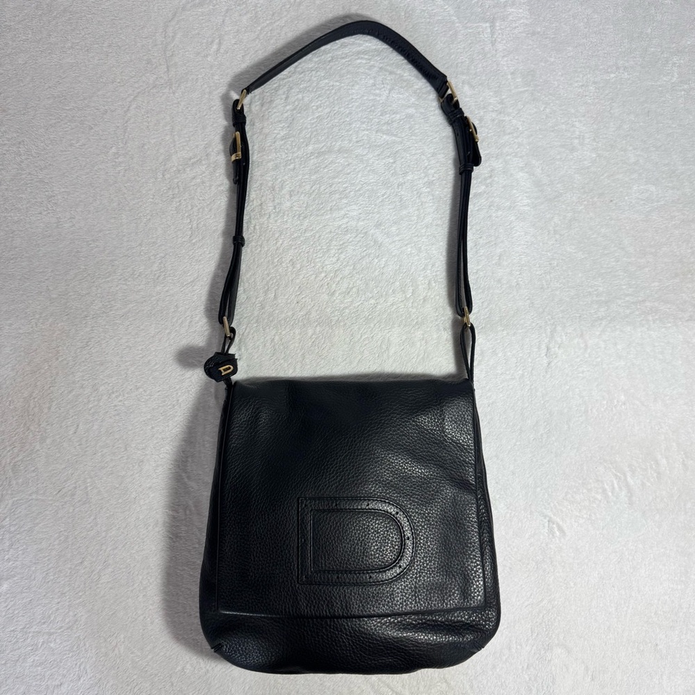 Delvaux “D” Black Leather Crossbody Bag, Unisex Messenger Bag, Quiet Luxury Bag